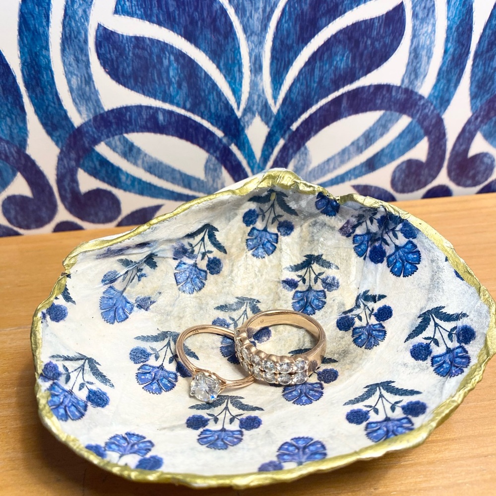 Blue and White Shell Ring Dish Bridesmaid Gift